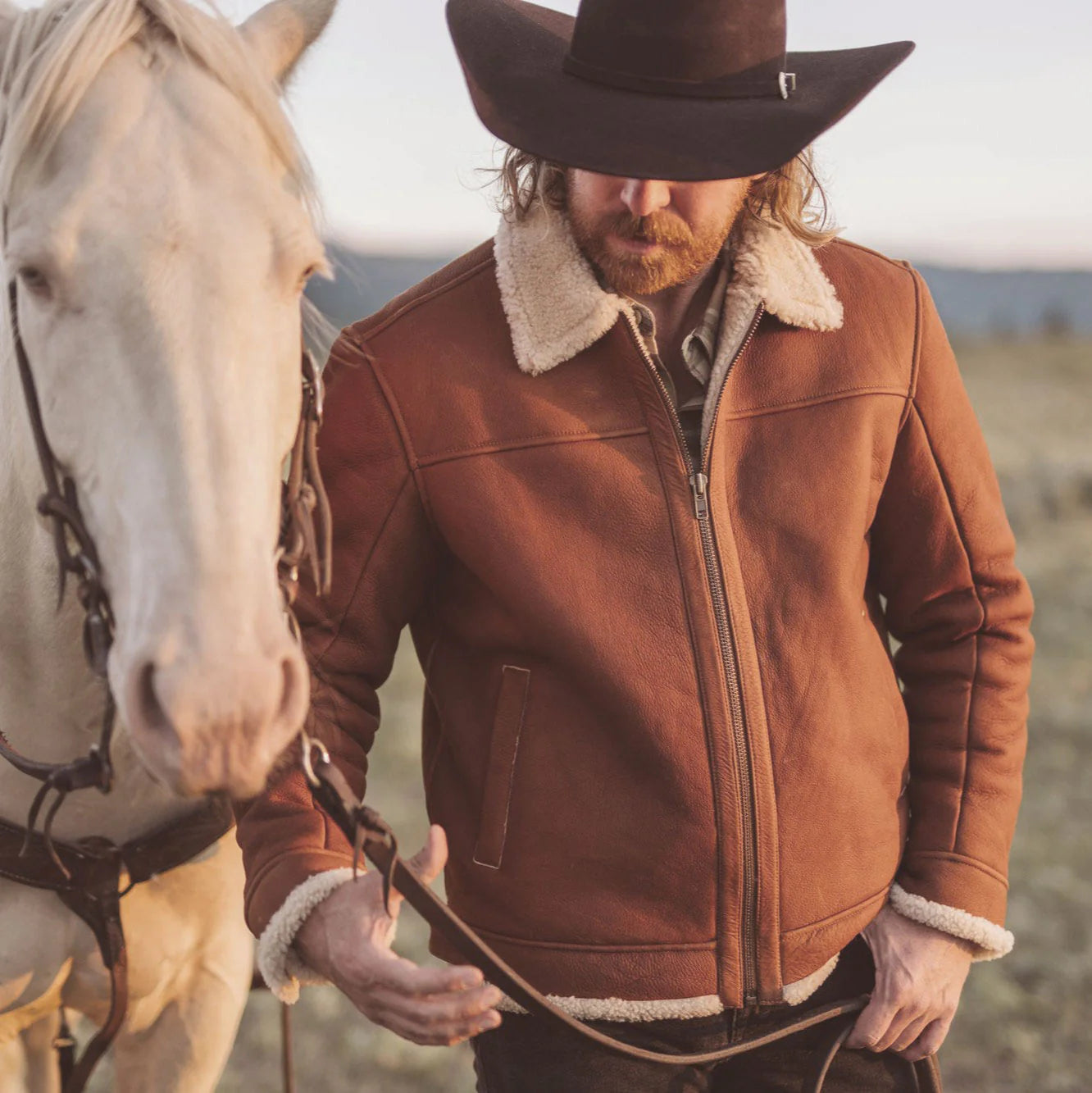 Shearling Leather Bomber Jacket.
