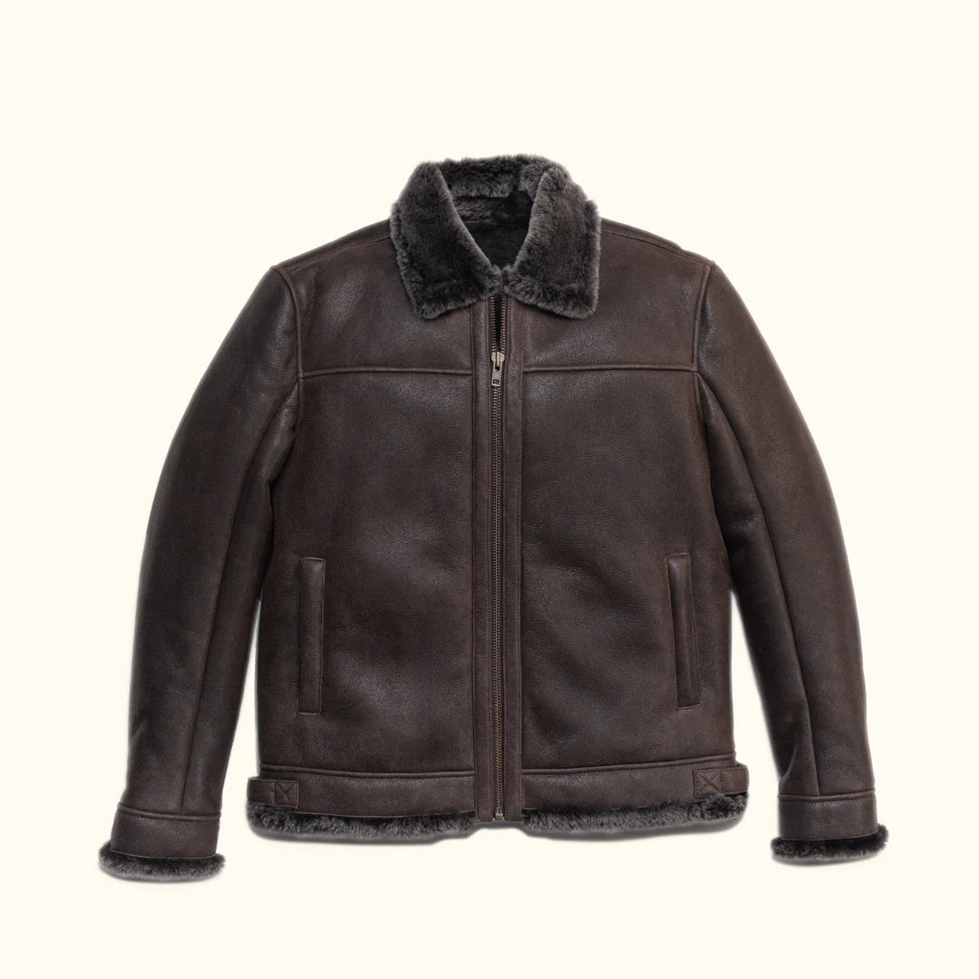 Shearling Leather Bomber Jacket.