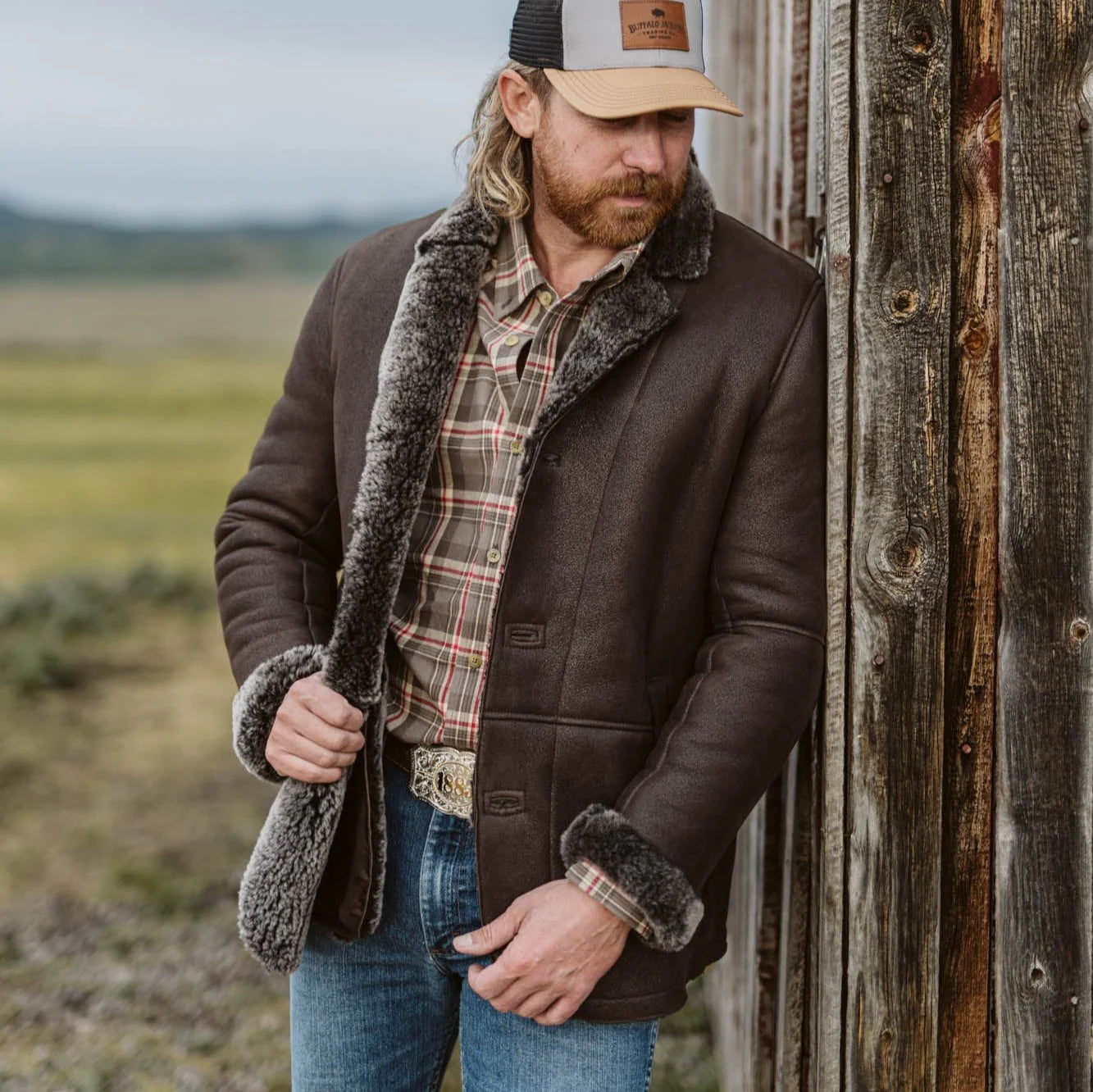 Big Sky Shearling Leather Blazer.