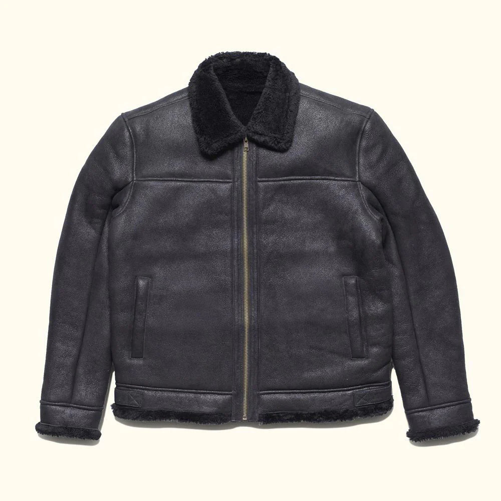 Shearling Leather Bomber Jacket.