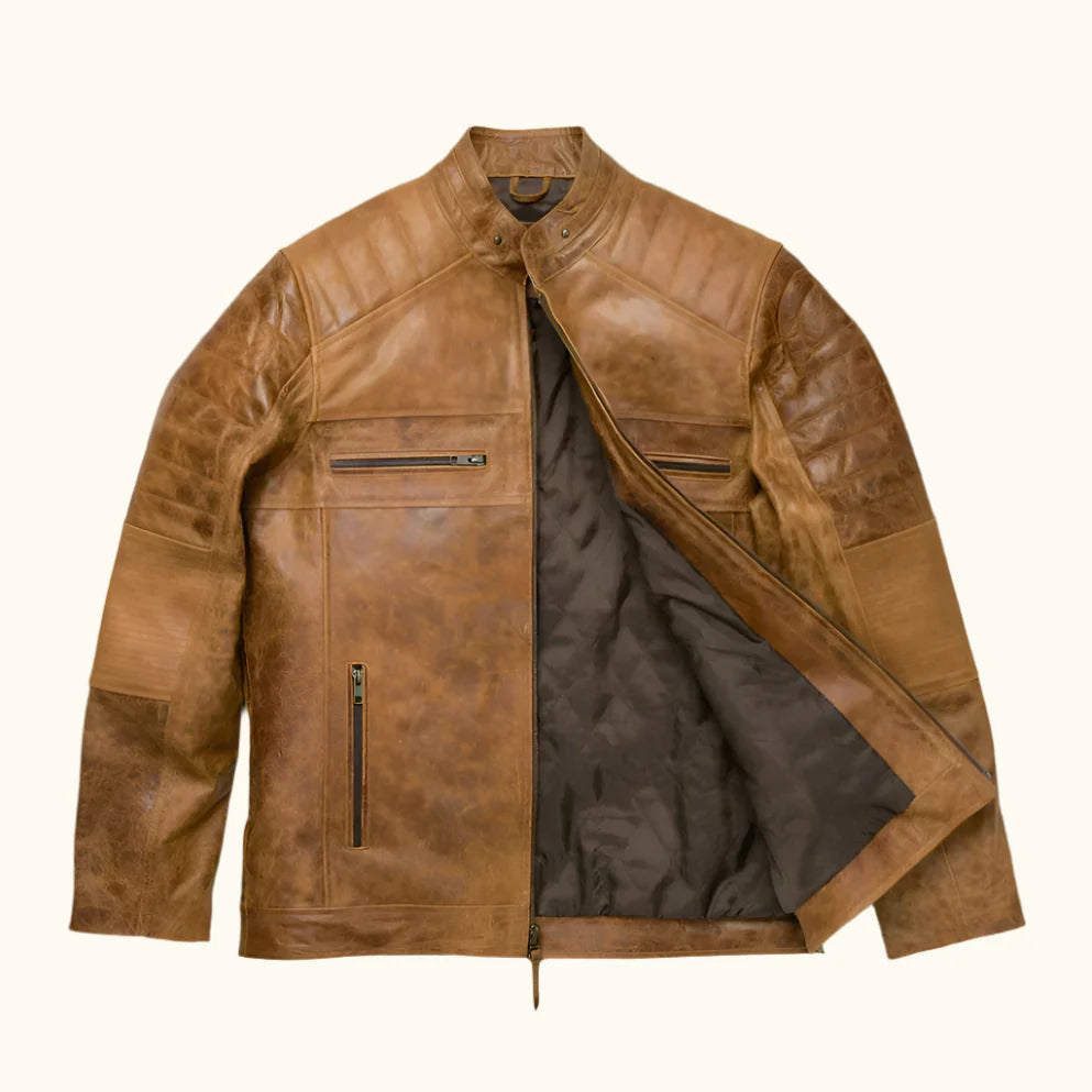 Cafe Racer Leather Jacket.