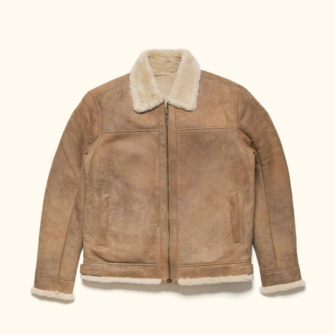 Shearling Leather Bomber Jacket.